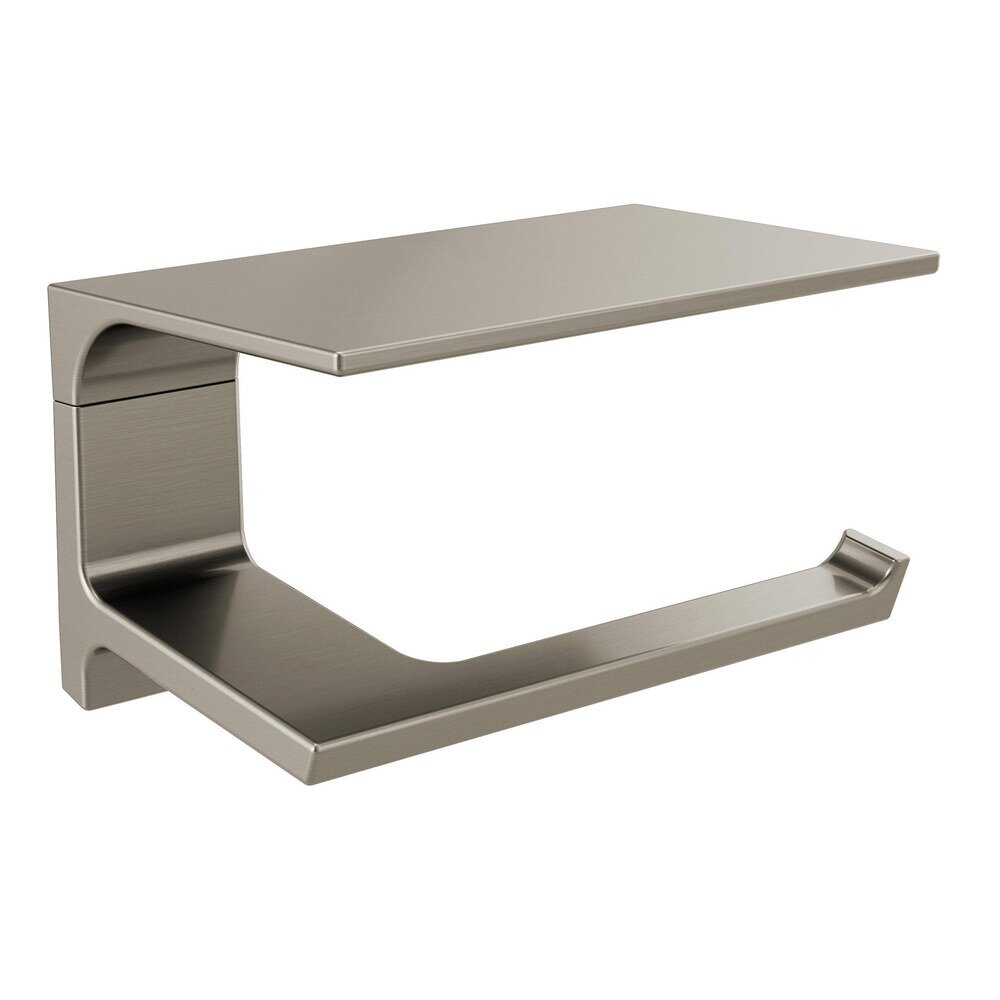 Liberty Hardware Toilet Paper Holder with Shelf in Stainless
