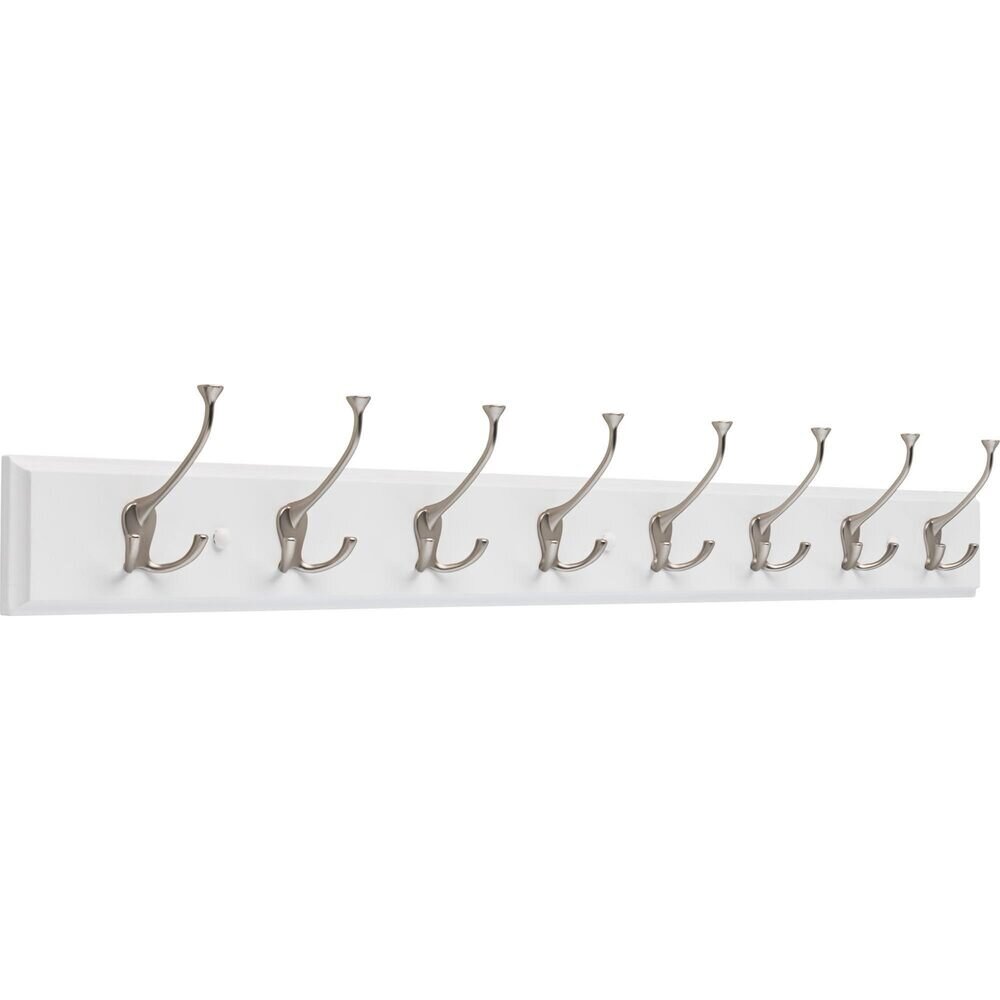 Liberty Hardware 45" Tri-Hook Rail in Pure White and Matte Nickel