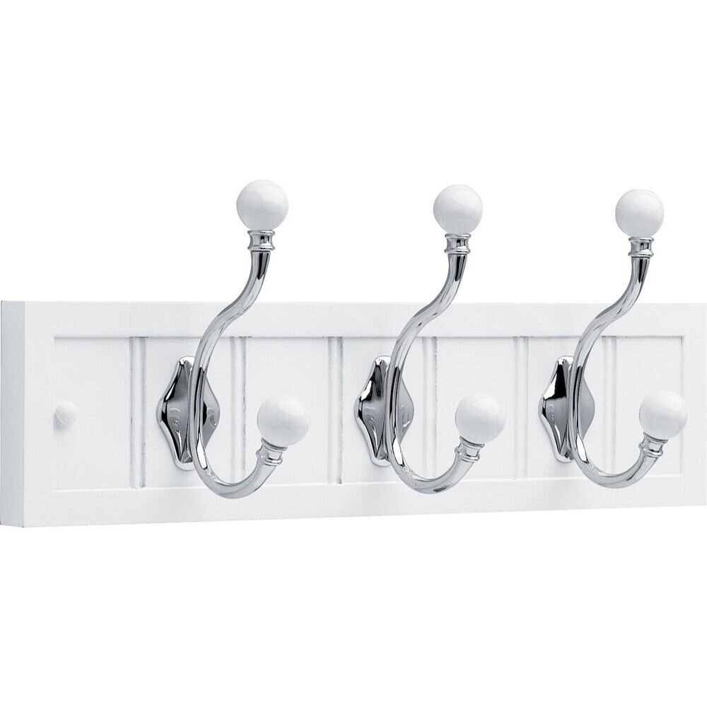 Liberty Hardware 18" Kendra Bead-Board Hook Rail with 3 Hooks in White