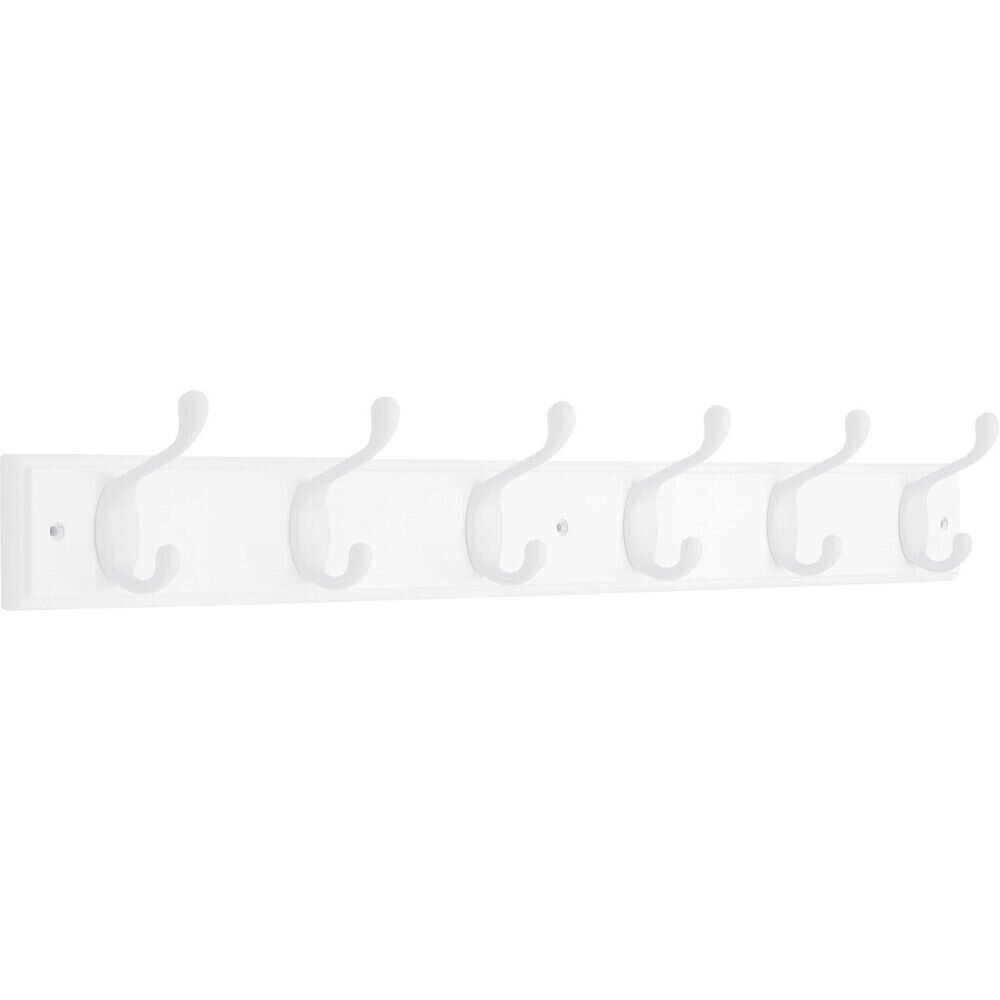 Liberty Hardware 27'' Hook Rail w/6 Heavy DutyCoat and Hat Hooks in Pure White & White