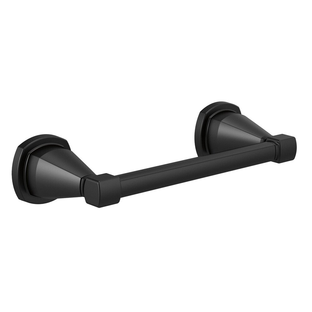 Liberty Hardware Double Post Pivoting Toilet Paper Holder in Matte Black