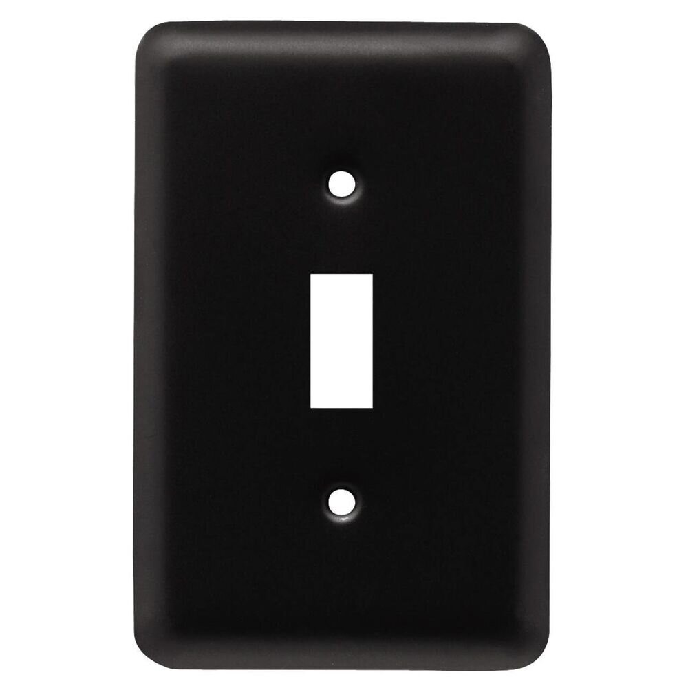 Liberty Hardware Stamped Round Single Toggle Wall Plate in Matte Black