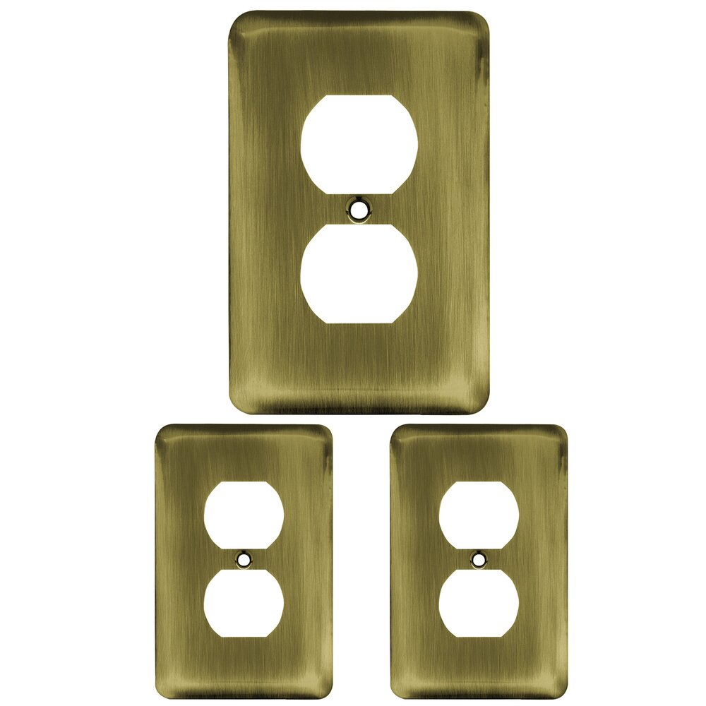Liberty Hardware Stamped Round Single Duplex Wall Plate (3 Pack) in Antique Brass