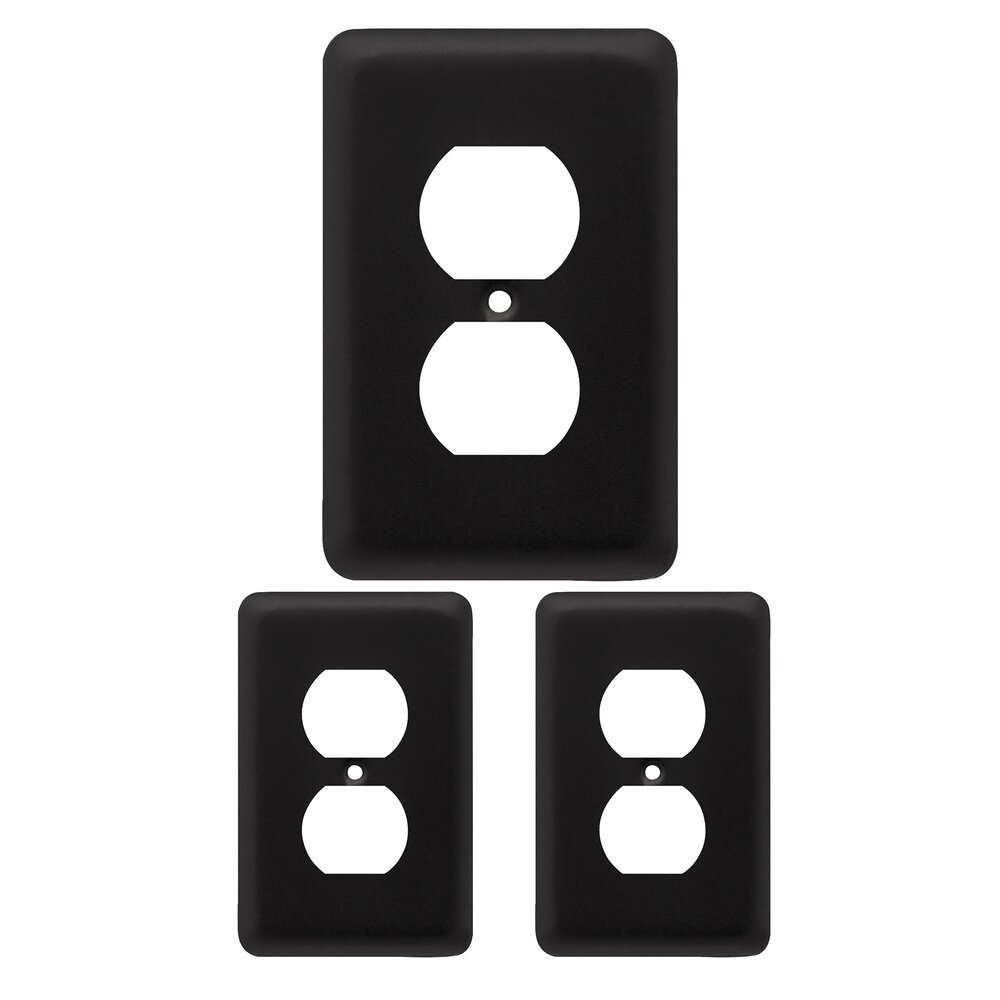 Liberty Hardware Stamped Round Single Duplex Wall Plate (3 Pack) in Matte Black