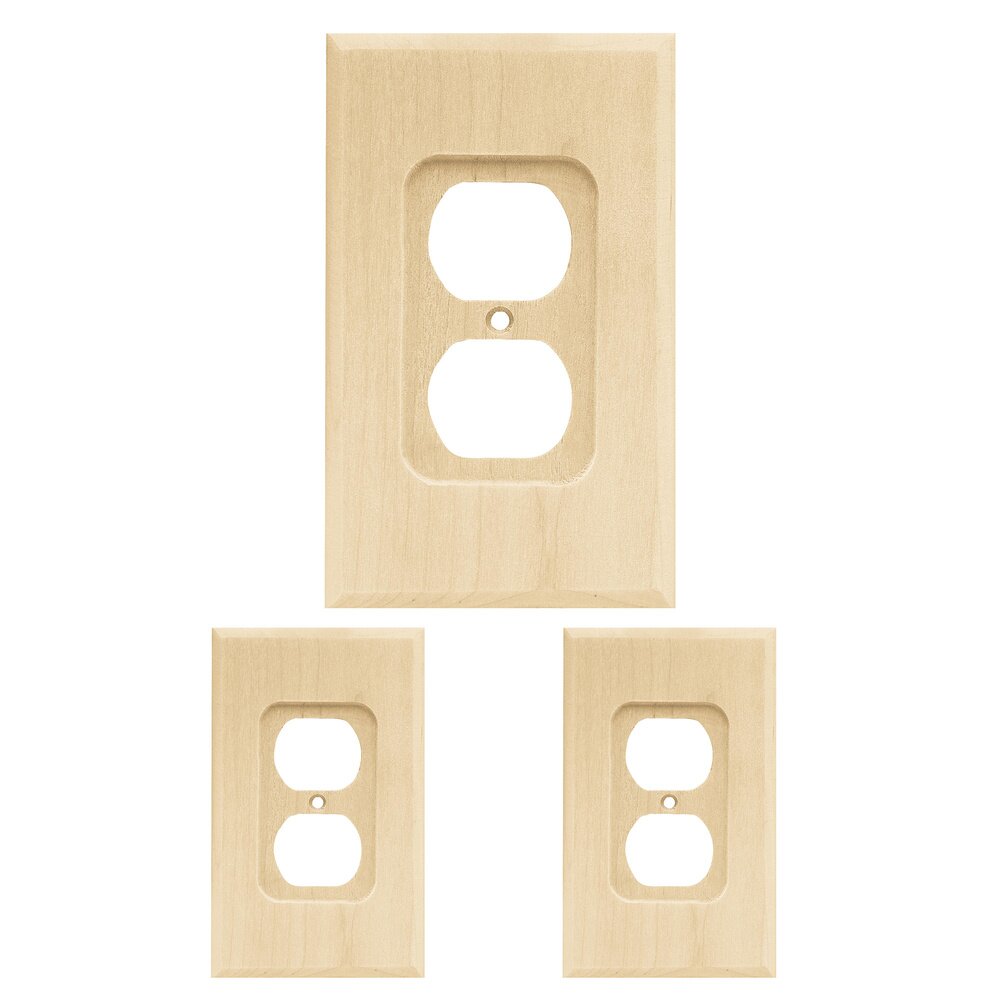 Liberty Hardware Single Duplex Outlet in Unfinished Birch Wood (3 Pack)