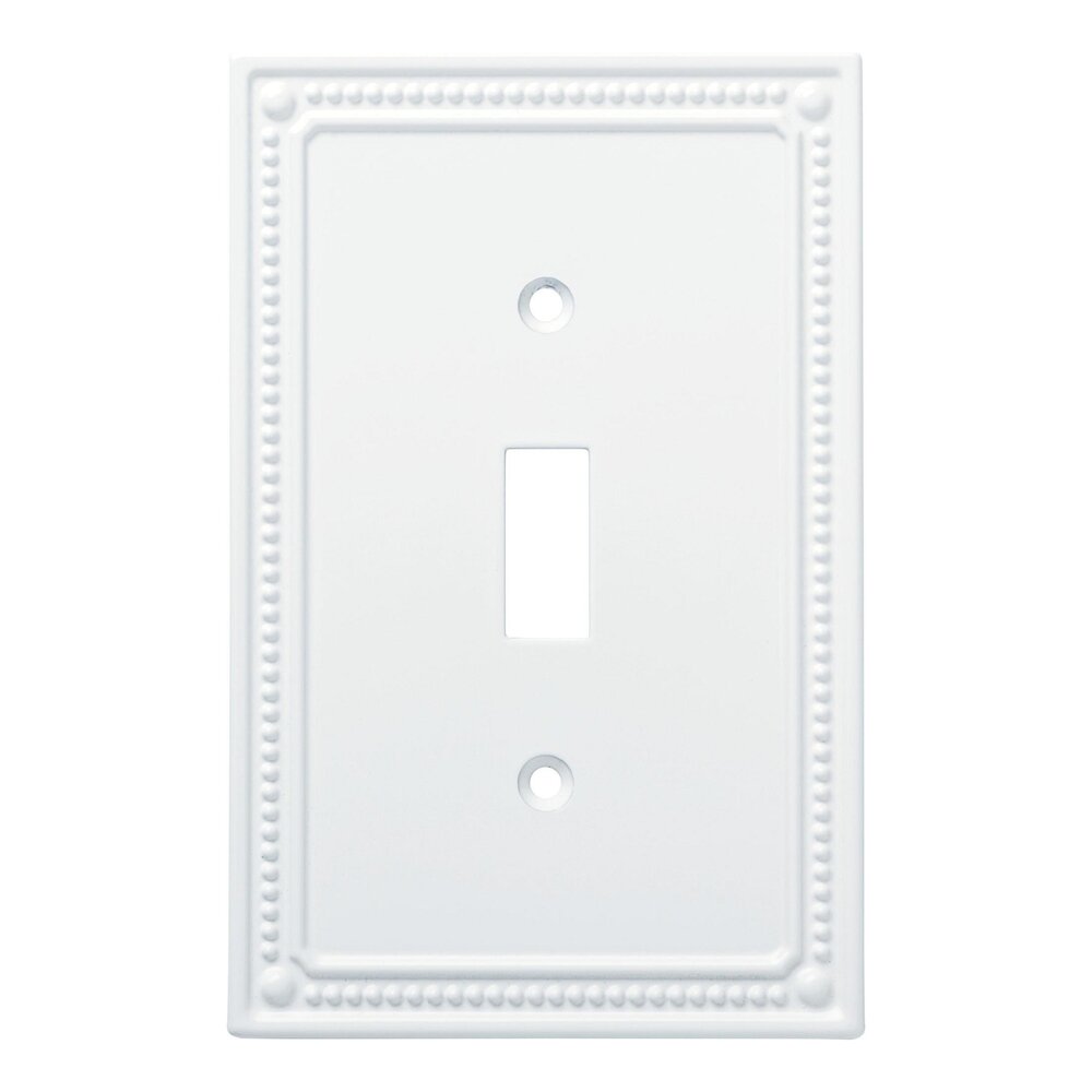 Liberty Hardware Classic Beaded Single Toggle Wall Plate in Pure White