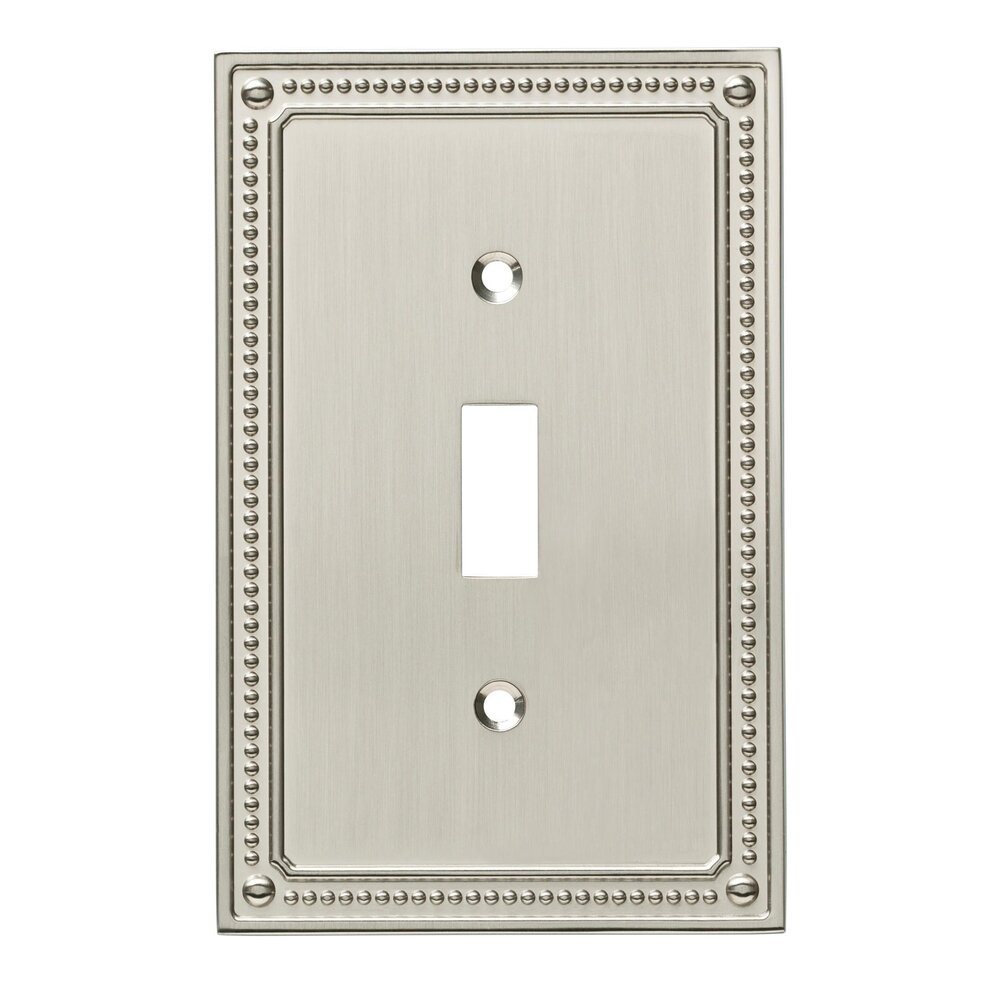Liberty Hardware Classic Beaded Single Toggle Wall Plate in Brushed Nickel