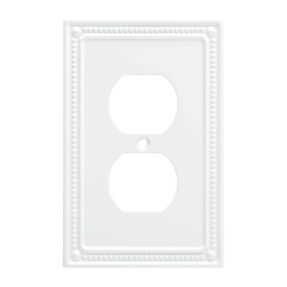 Liberty Hardware Classic Beaded Single Duplex Wall Plate in Pure White