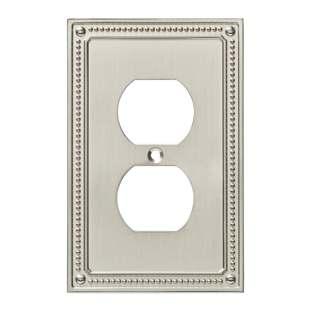 Liberty Hardware Classic Beaded Single Duplex Wall Plate in Brushed Nickel