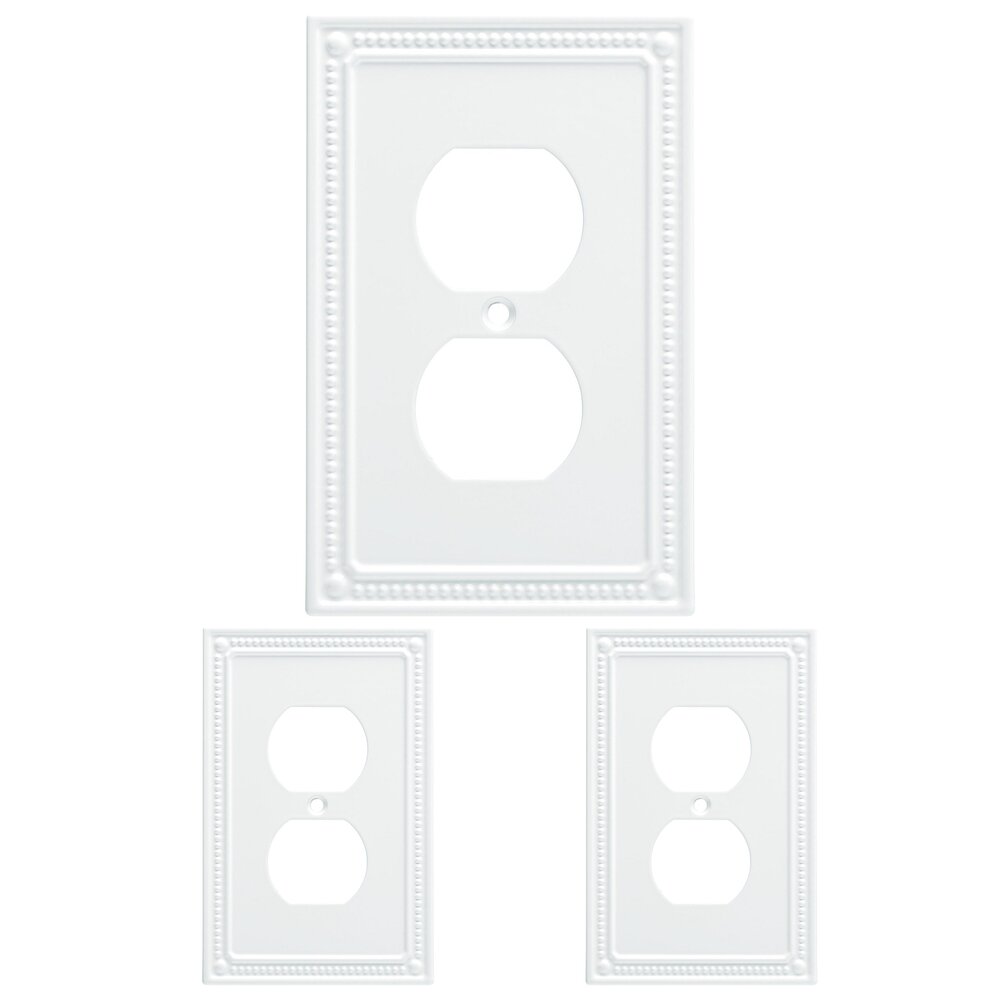 Liberty Hardware Classic Beaded Single Duplex Wall Plate (3 Pack) in Pure White