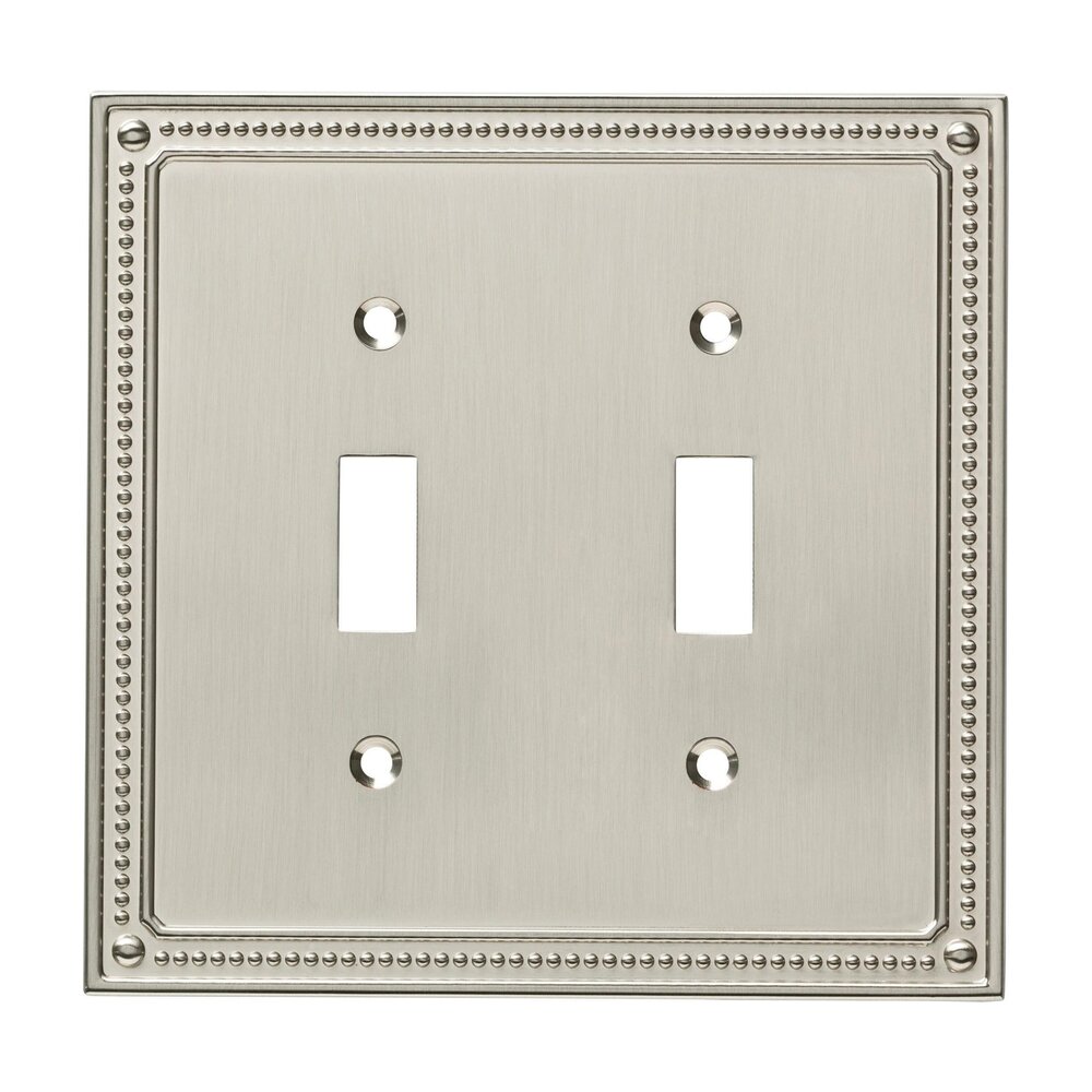 Liberty Hardware Classic Beaded Double Toggle Wall Plate in Brushed Nickel