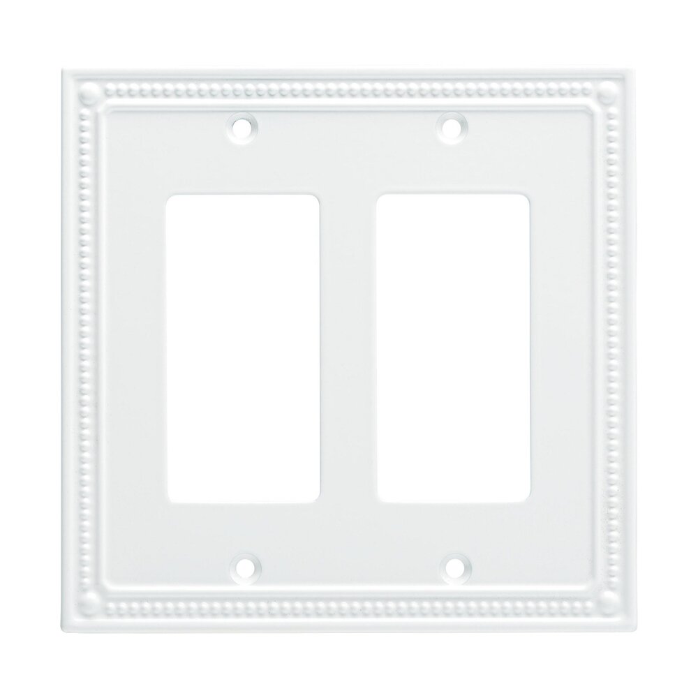 Liberty Hardware Classic Beaded Double GFI/Rocker Wall Plate in Pure White