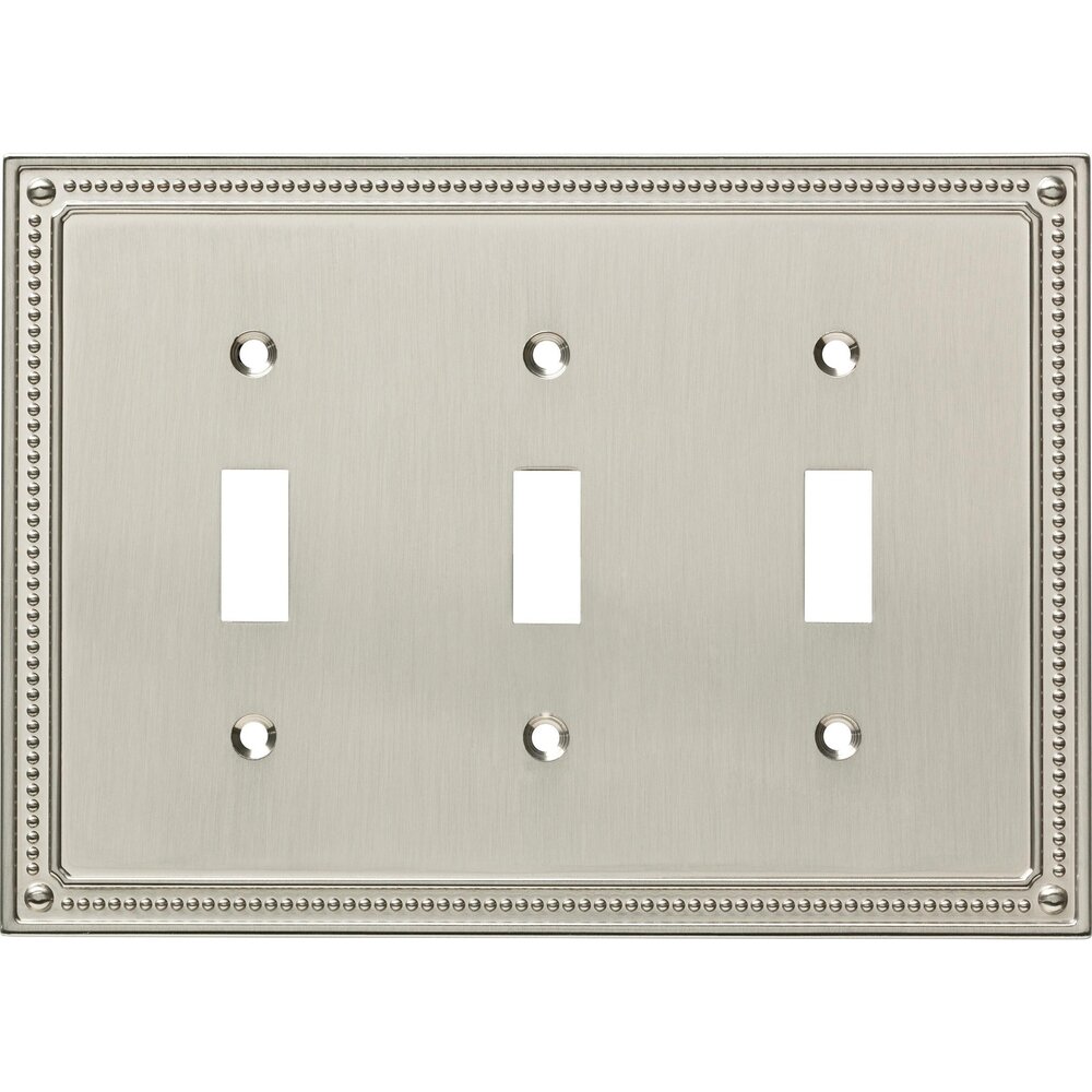 Liberty Hardware Classic Beaded Triple Toggle Wall Plate in Brushed Nickel