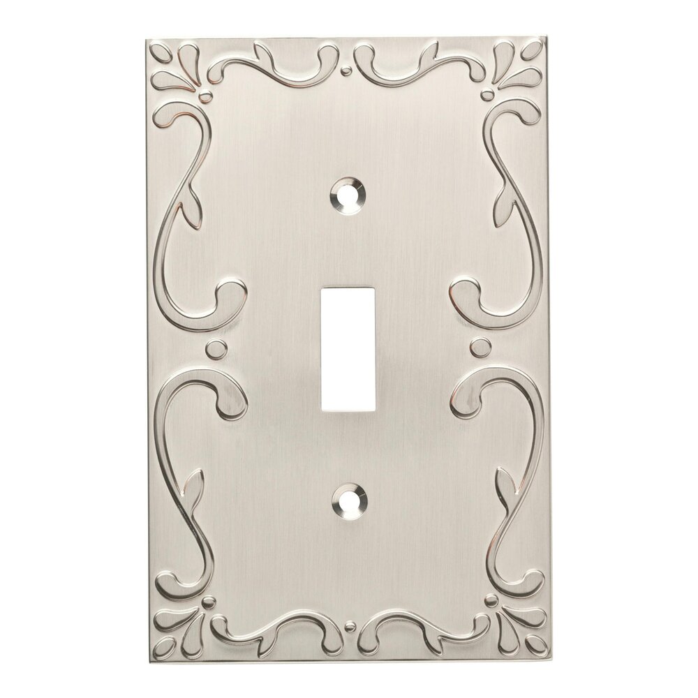 Liberty Hardware Classic Lace Single Toggle Wall Plate in Brushed Nickel