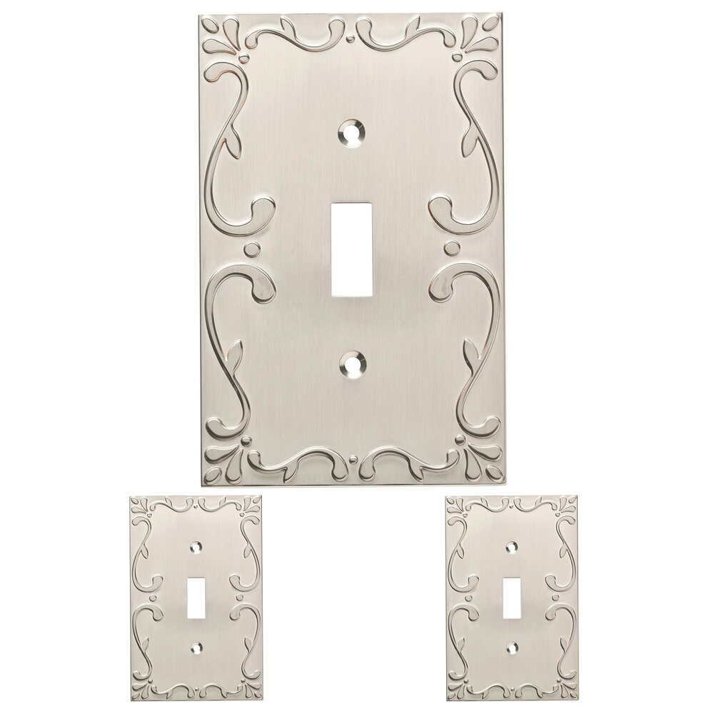 Liberty Hardware Classic Lace Single Toggle Wall Plate (3 Pack) in Brushed Nickel