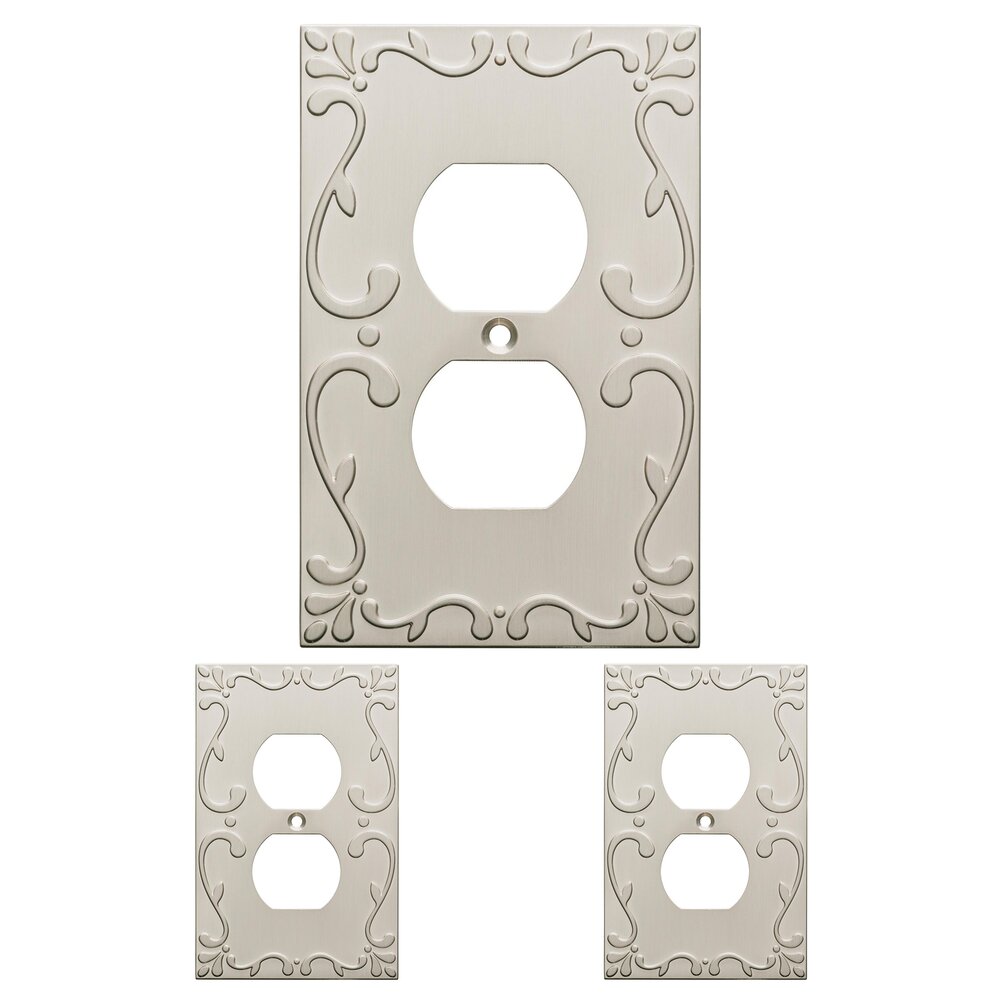 Liberty Hardware Classic Lace Single Duplex Wall Plate (3 Pack) in Brushed Nickel