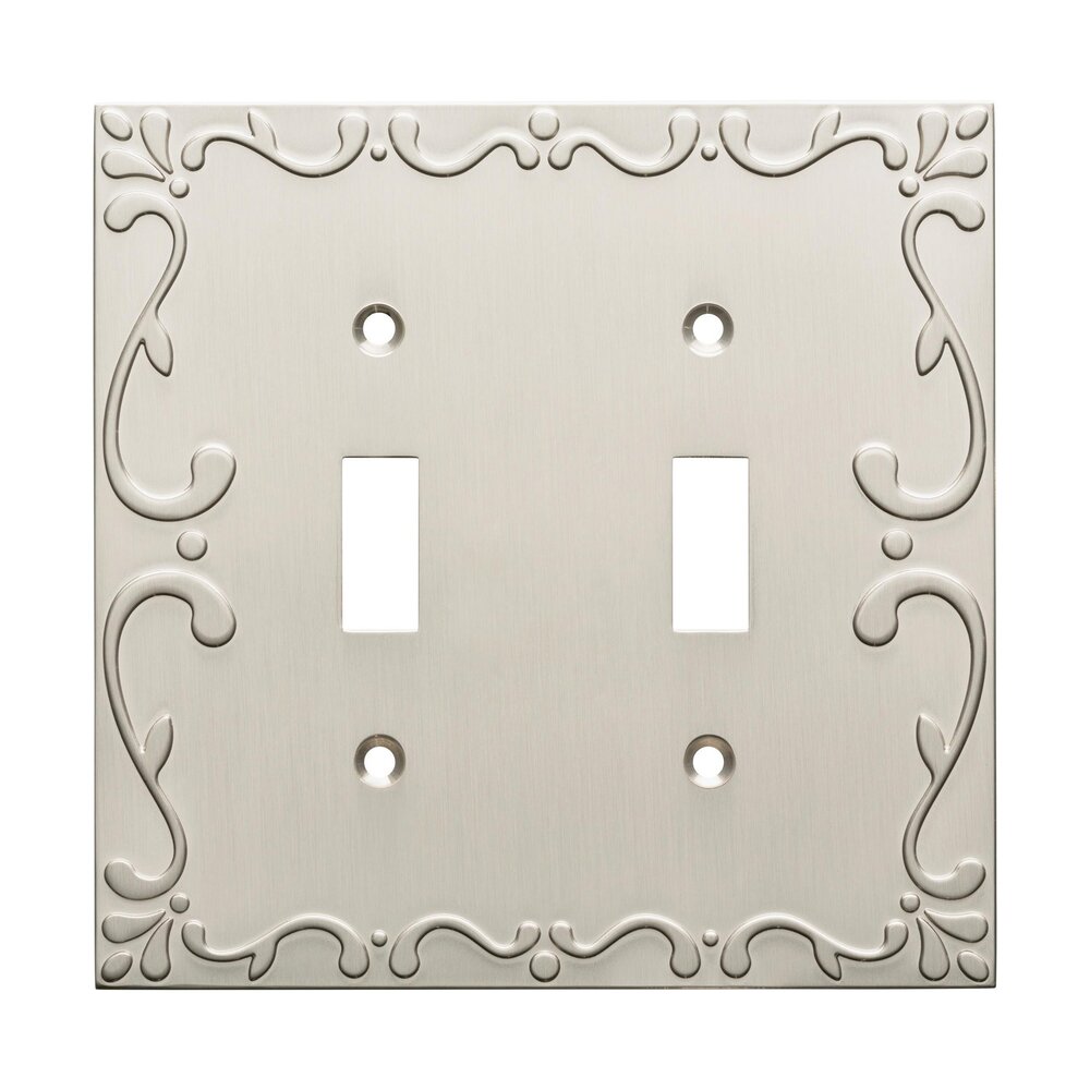 Liberty Hardware Classic Lace Double Toggle Wall Plate in Brushed Nickel