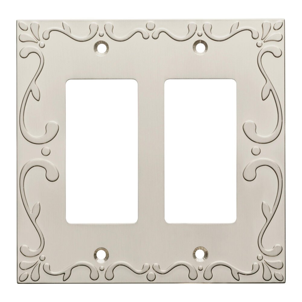 Liberty Hardware Classic Lace Double GFI/Rocker Wall Plate in Brushed Nickel