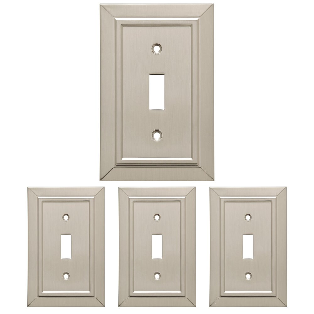 Liberty Hardware Single Toggle Wall Plate in Satin Nickel Antimicrobial (4 Pack)