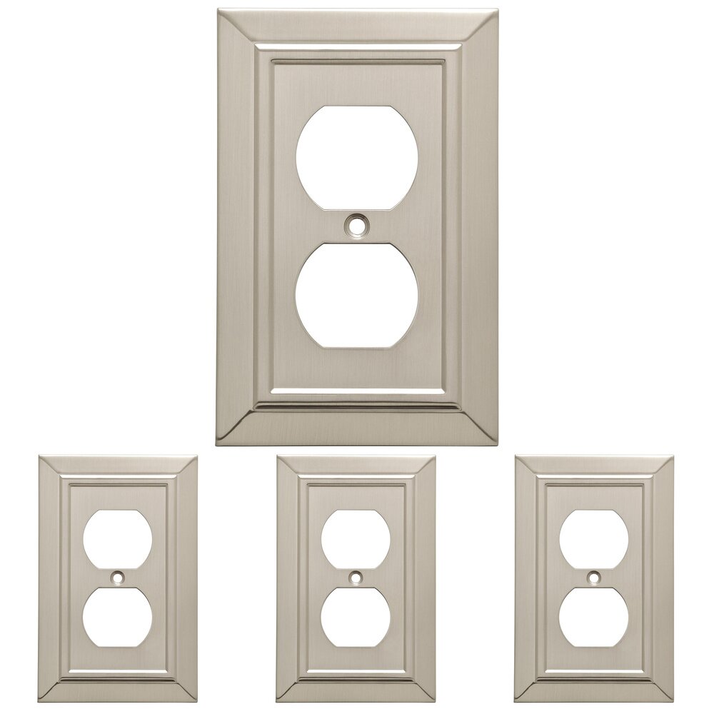 Liberty Hardware Single Duplex Wall Plate in Satin Nickel Antimicrobial (4 Pack)