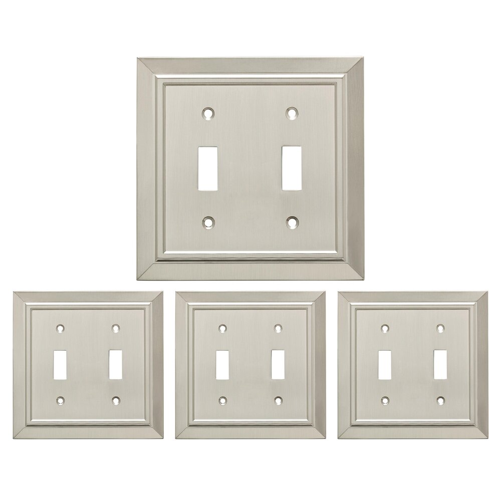 Liberty Hardware Double Toggle Wall Plate in Satin Nickel Antimicrobial (4 Pack)
