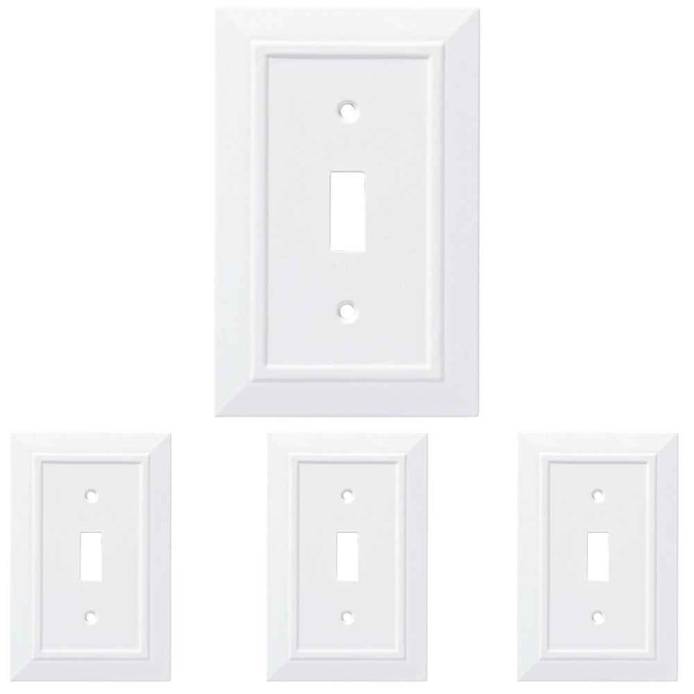 Liberty Hardware Single Toggle Wall Plate in Pure White Antimicrobial (4 Pack)