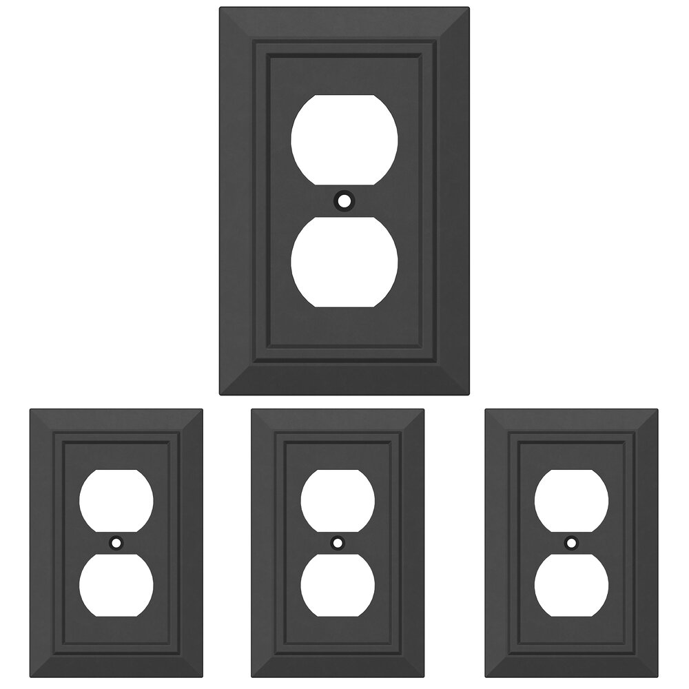 Liberty Hardware Single Duplex Wall Plate in Matte Black Antimicrobial (4 Pack)