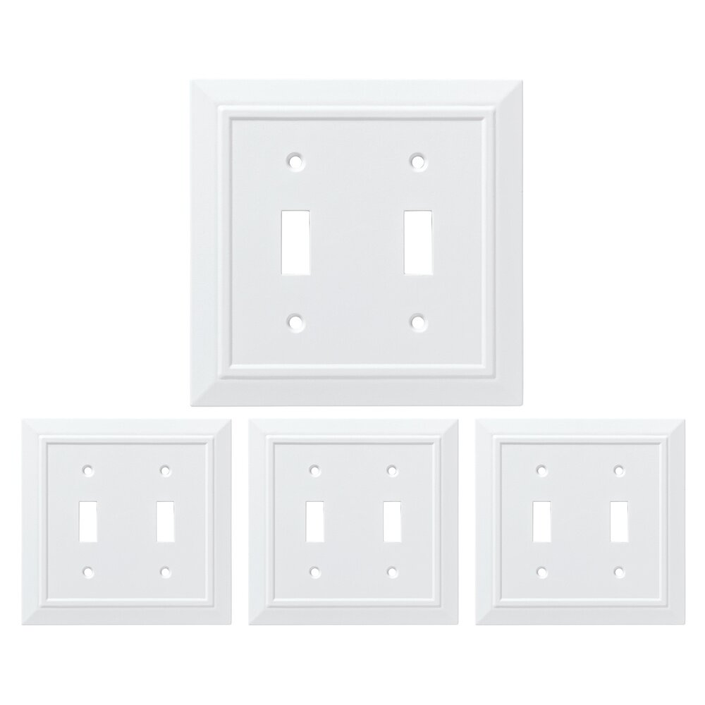Liberty Hardware Double Toggle Wall Plate in Pure White Antimicrobial (4 Pack)