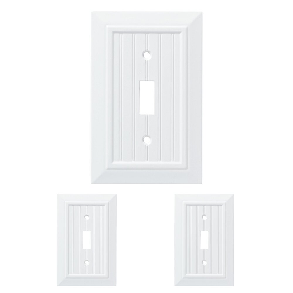 Liberty Hardware Classic Beadboard Single Toggle Wall Plate (3 Pack) in Pure White