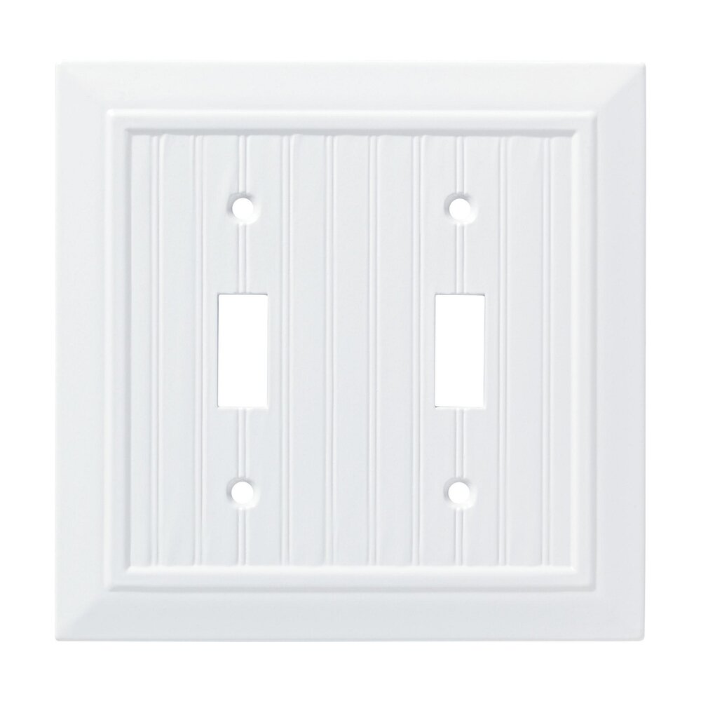Liberty Hardware Classic Beadboard Double Toggle Wall Plate in Pure White