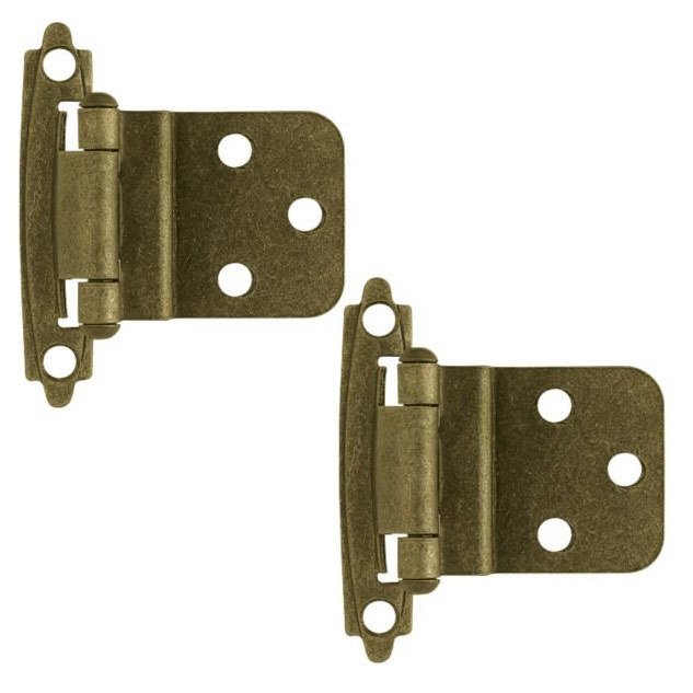 Liberty Hardware 3/8 Inset Self-Closing Overly Hinge, 2 per pkg in Brushed Antique Brass