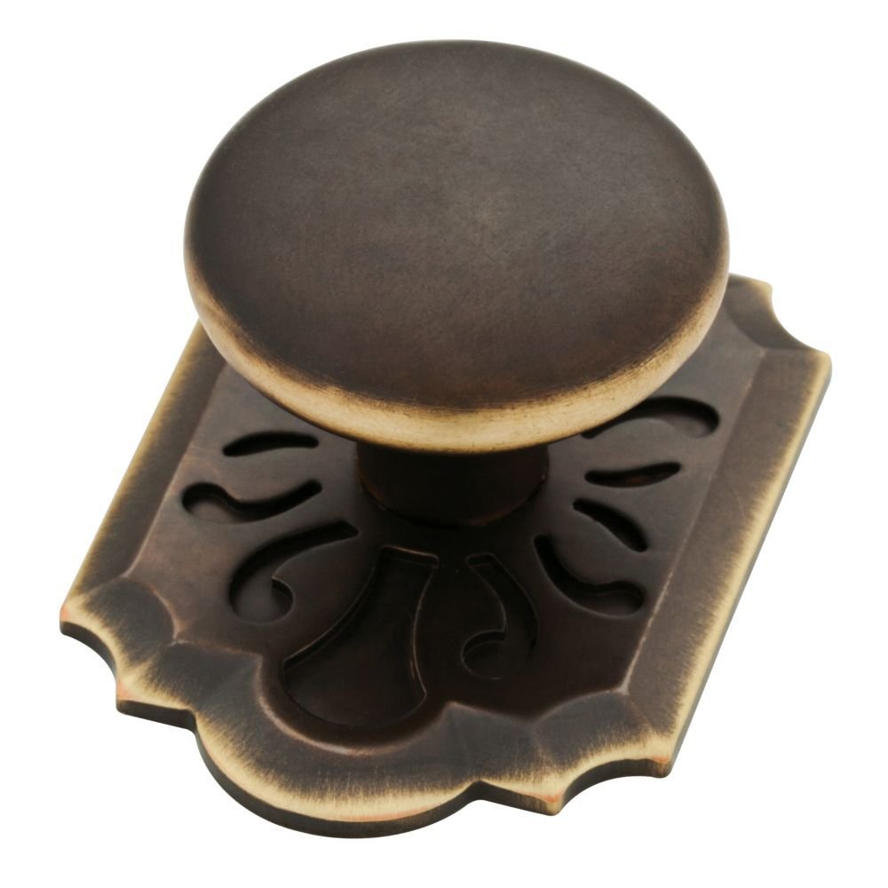 Liberty Hardware Knob with Backplate in Bronze with Gold Highlights