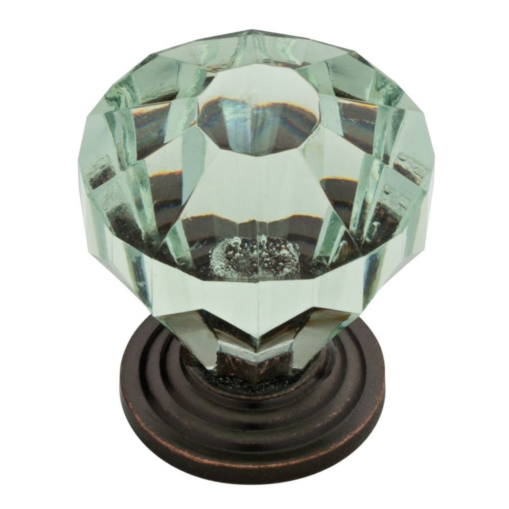 Liberty Hardware 1 1/4" Acrylic Faceted Knob in Statuary Bronze and Celadon