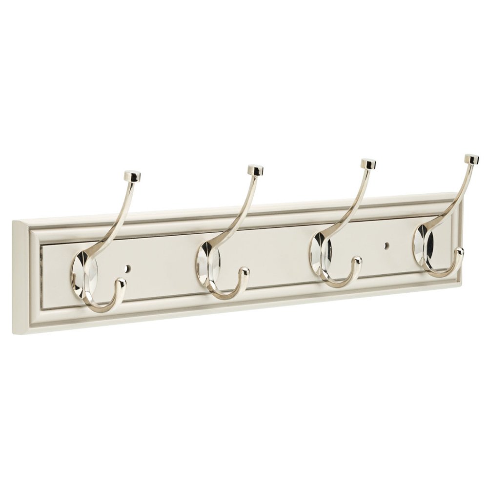 Liberty Hardware 27" Galena Hook Rail with 4 Hooks in Warm Gray & Polished Nickel