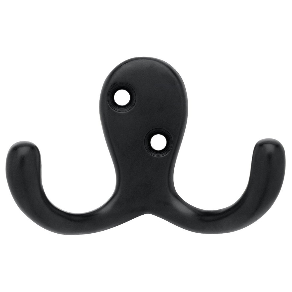 Liberty Hardware Double Prong Robe Hook in Flat Black