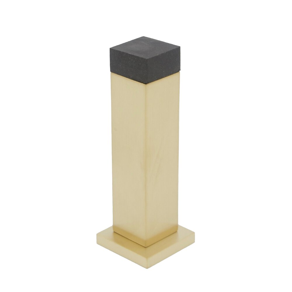 Linnea Hardware 5/8" Square Wall Mounted Door Stop with Base in Satin Brass PVD
