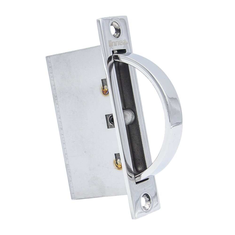 Linnea Hardware Edge Pull with Large Semi Circle Pull in Polished Stainless Steel (ADA Friendly)