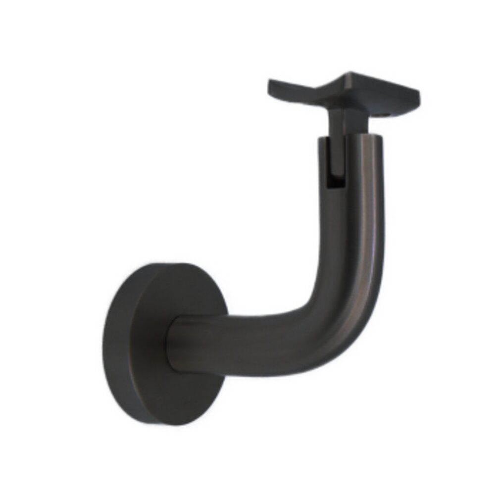 Linnea Hardware Round Mount Base and Rounded Arm with Curve Clamp Concrete Mounted Hand Rail Bracket in Satin Black