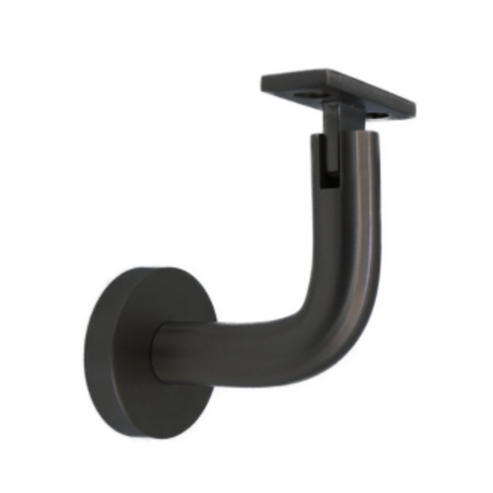 Linnea Hardware Round Mount Base and Rounded Arm with Flat Clamp Concrete Mounted Hand Rail Bracket in Satin Black