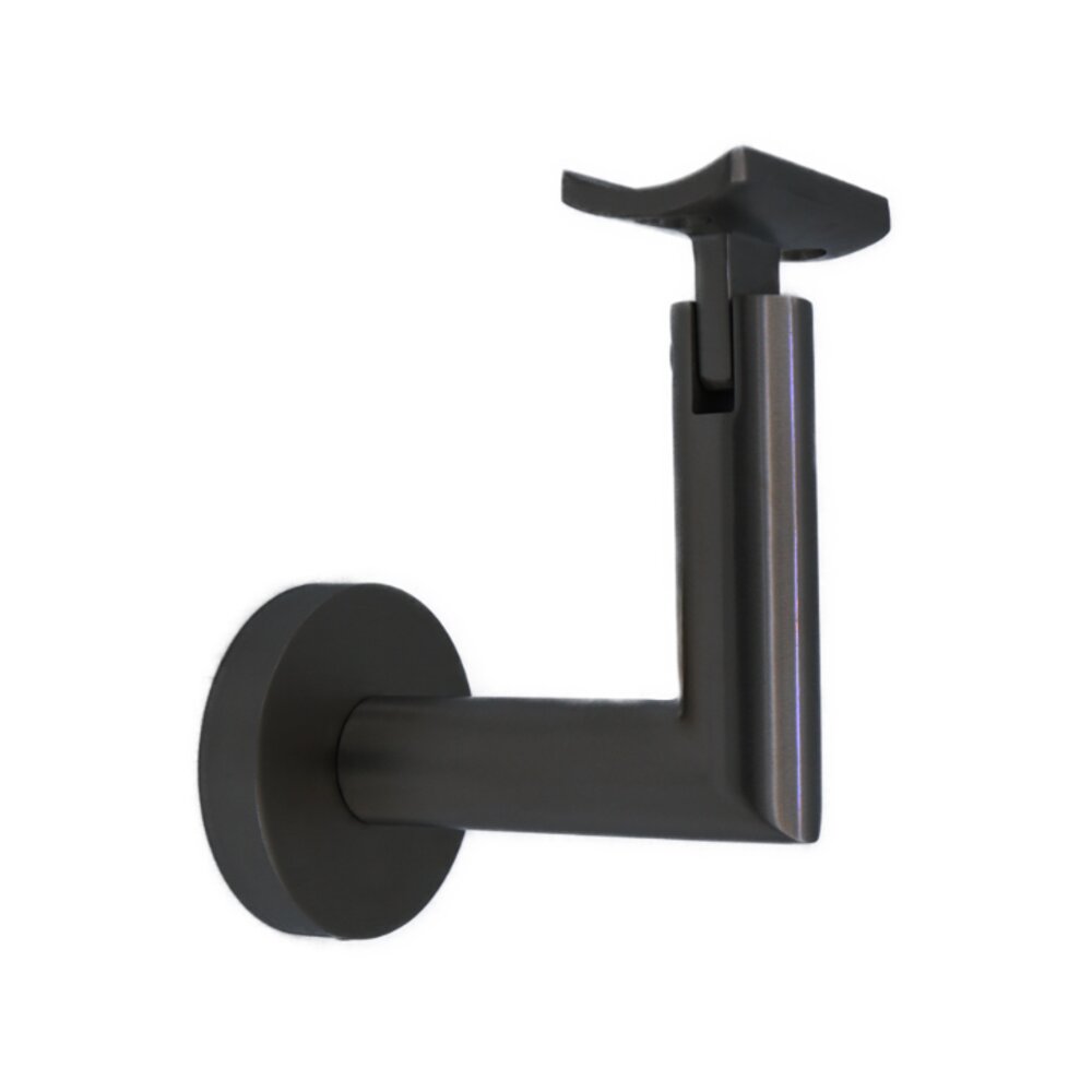 Linnea Hardware Round Mount Base and Tubular Arm with Curve Clamp Surface Mounted Hand Rail Bracket in Satin Black