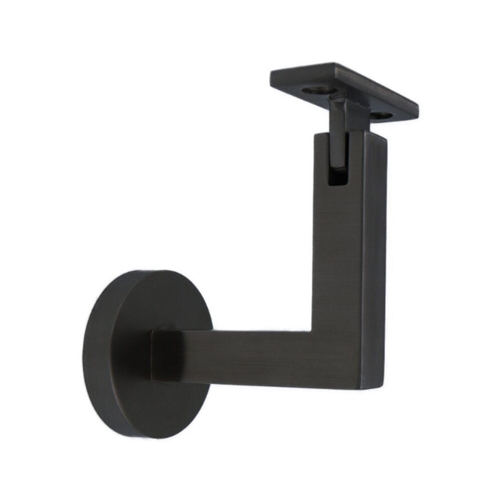 Linnea Hardware Round Mount Base and Squared Arm with Flat Clamp Concrete Mounted Hand Rail Bracket in Satin Black