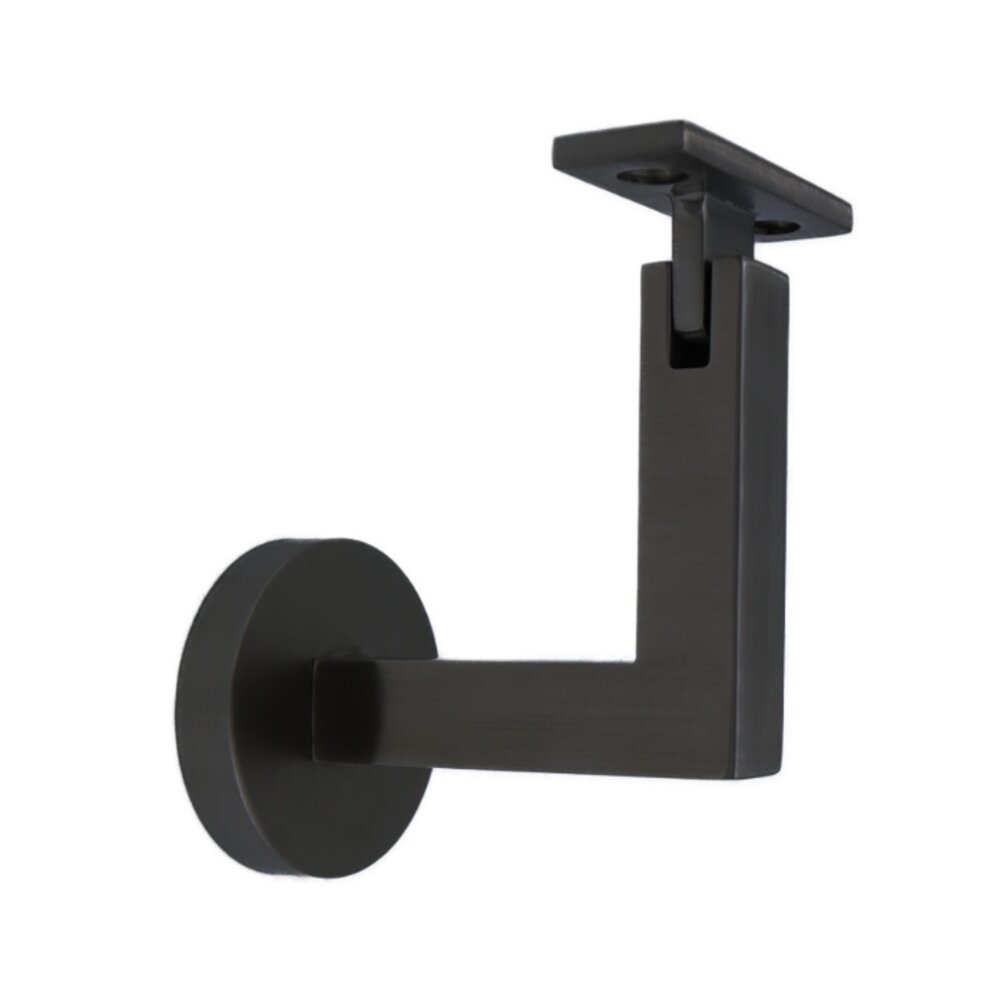 Linnea Hardware Round Mount Base and Squared Arm with Flat Clamp Surface Mounted Hand Rail Bracket in Satin Black
