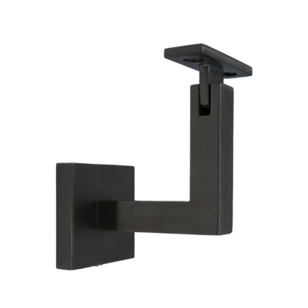 Linnea Hardware Square Mount Base and Squared Arm with Flat Clamp Surface Mounted Hand Rail Bracket in Satin Satin Black