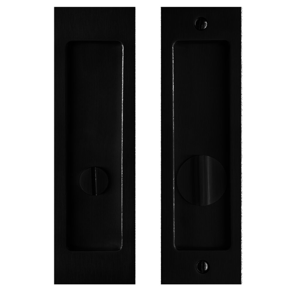 Linnea Hardware 6 5/16" Rectangular Privacy Pocket Door Lock with Standard Turn Piece in Satin Black