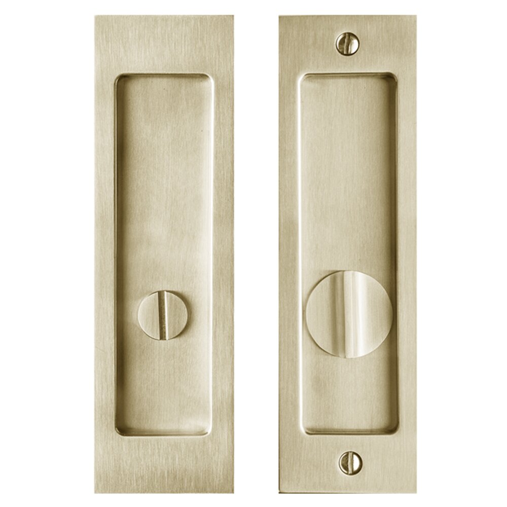 Linnea Hardware 6 5/16" Rectangular Privacy Pocket Door Lock with Standard Turn Piece in Satin Brass