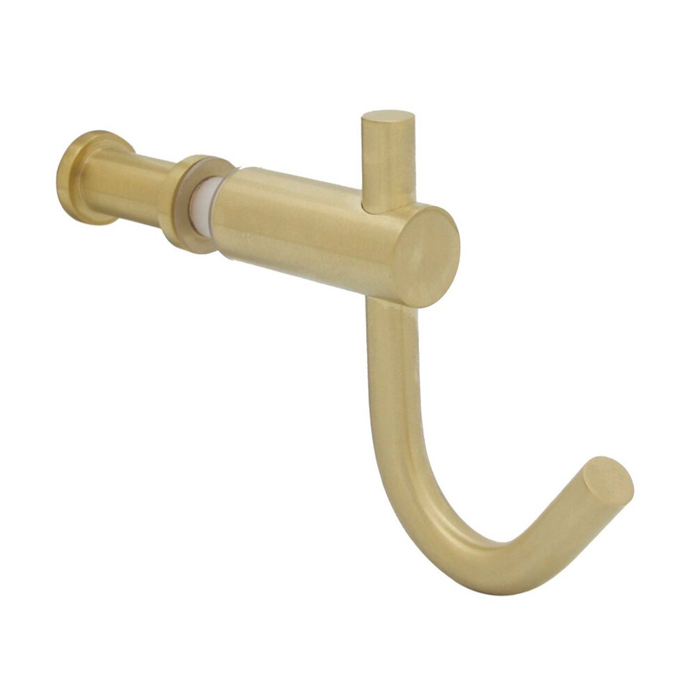 Linnea Hardware Glass Mounted Robe and Towel Hook in Satin Brass