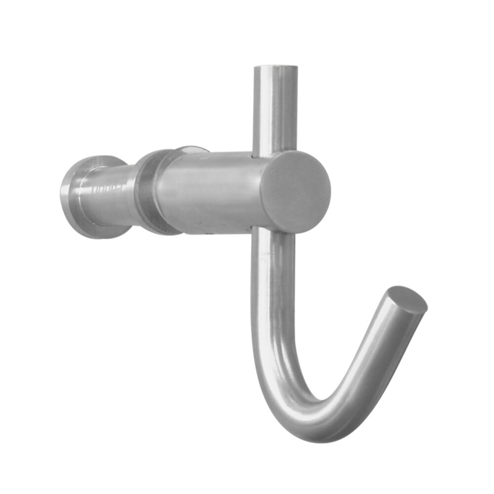 Linnea Hardware Glass Mounted Robe and Towel Hook in Satin Stainless Steel