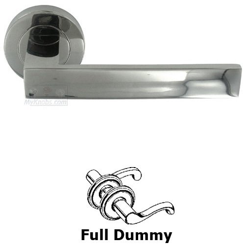 Linnea Hardware Sleek Squared Handle with Round Rose Full Dummy Right Handed Door Lever in Polished Stainless Steel