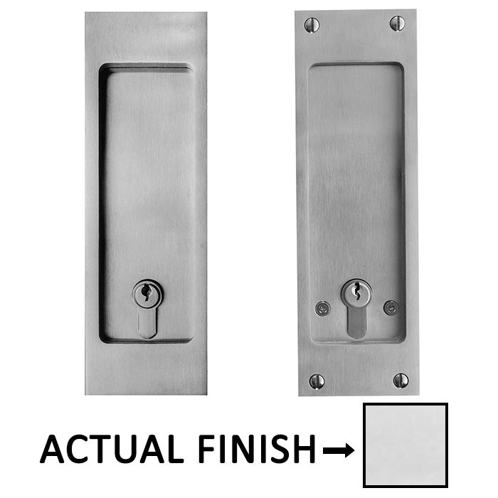 Linnea Hardware 8 1/4" Square Dummy Entry Pocket Door Lock in Polished Stainless Steel