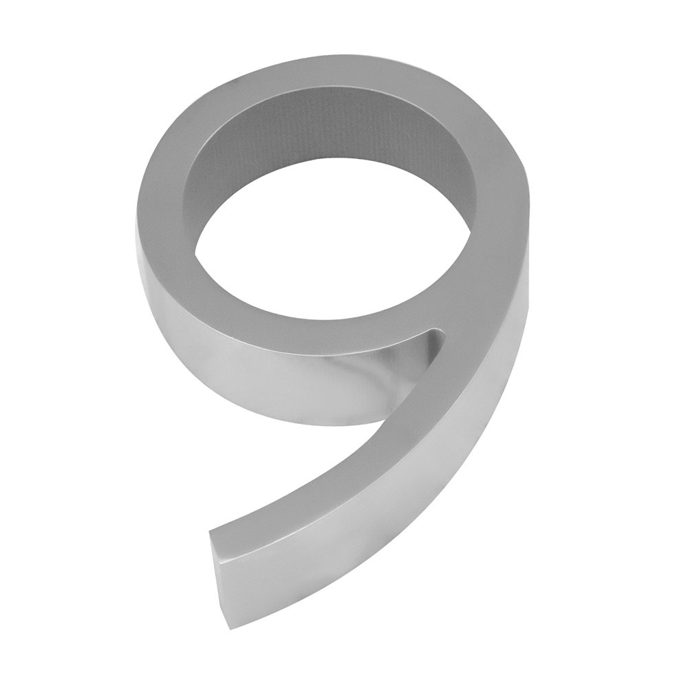 Linnea Hardware #9 House Number in Satin Stainless Steel